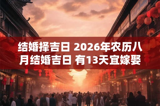 结婚择吉日 2026年农历八月结婚吉日 有13天宜嫁娶