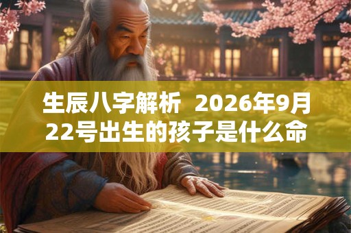 生辰八字解析  2026年9月22号出生的孩子是什么命