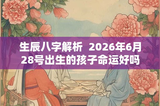 生辰八字解析  2026年6月28号出生的孩子命运好吗