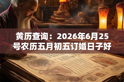 黄历查询：2026年6月25号农历五月初五订婚日子好吗