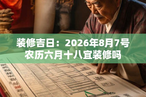 装修吉日：2026年8月7号农历六月十八宜装修吗