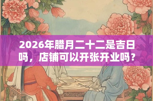 2026年腊月二十二是吉日吗，店铺可以开张开业吗？