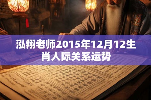 泓翔老师2015年12月12生肖人际关系运势