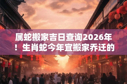 属蛇搬家吉日查询2026年！生肖蛇今年宜搬家乔迁的好日子