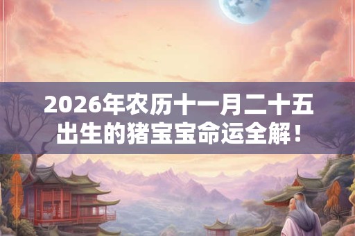 2026年农历十一月二十五出生的猪宝宝命运全解！