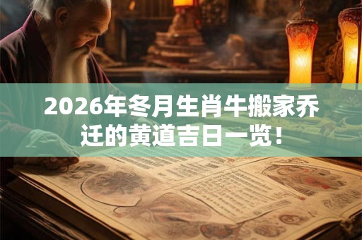 2026年冬月生肖牛搬家乔迁的黄道吉日一览！