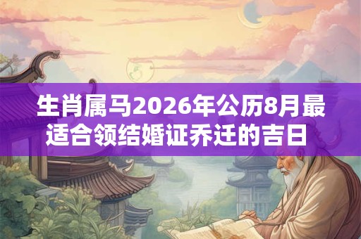 生肖属马2026年公历8月最适合领结婚证乔迁的吉日 以下日子不错