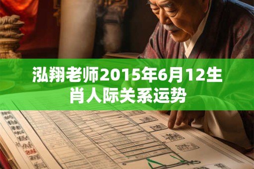 泓翔老师2015年6月12生肖人际关系运势