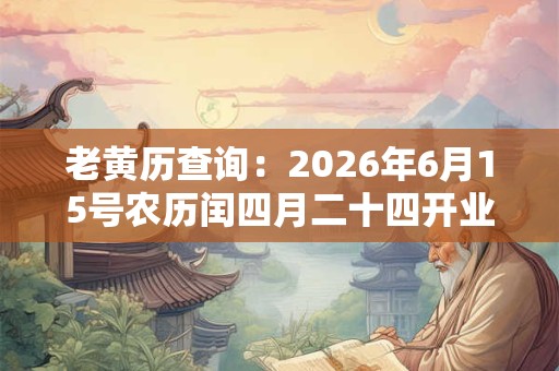 老黄历查询：2026年6月15号农历闰四月二十四开业好吗