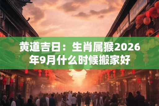 黄道吉日：生肖属猴2026年9月什么时候搬家好