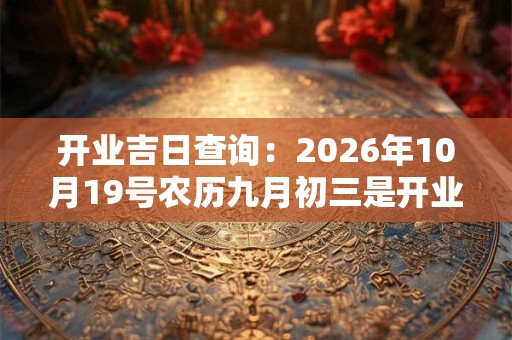 开业吉日查询：2026年10月19号农历九月初三是开业好日子吗