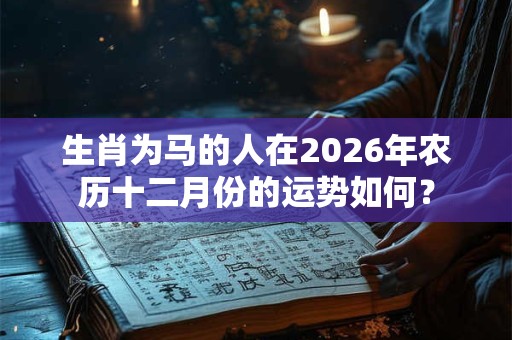 生肖为马的人在2026年农历十二月份的运势如何？
