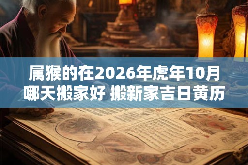 属猴的在2026年虎年10月哪天搬家好 搬新家吉日黄历查询