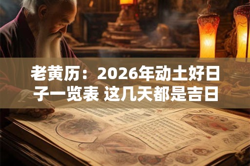 老黄历:2026年动土好日子一览表 这几天都是吉日 老黄历:2026年动土好日子一览表 这几天都是吉日