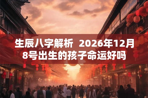 生辰八字解析  2026年12月8号出生的孩子命运好吗