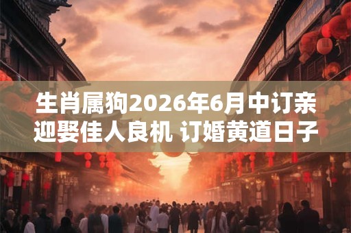 生肖属狗2026年6月中订亲迎娶佳人良机 订婚黄道日子