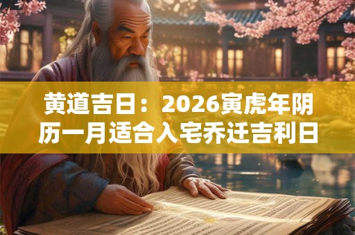 黄道吉日：2026寅虎年阴历一月适合入宅乔迁吉利日期？