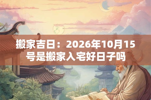 搬家吉日：2026年10月15号是搬家入宅好日子吗