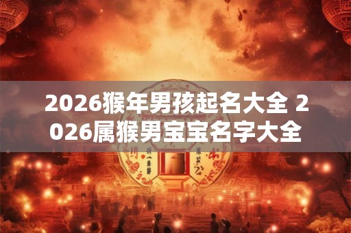2026猴年男孩起名大全 2026属猴男宝宝名字大全