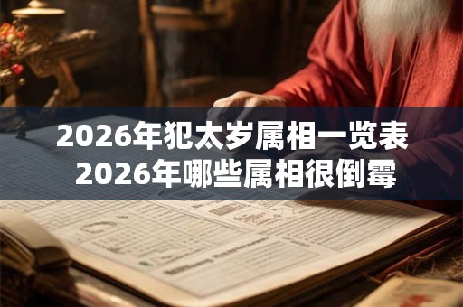 2026年犯太岁属相一览表 2026年哪些属相很倒霉