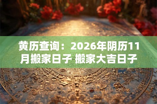 黄历查询：2026年阴历11月搬家日子 搬家大吉日子分析