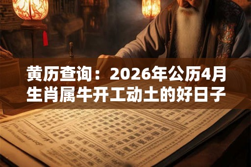 黄历查询：2026年公历4月生肖属牛开工动土的好日子