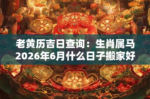 老黄历吉日查询：生肖属马2026年6月什么日子搬家好