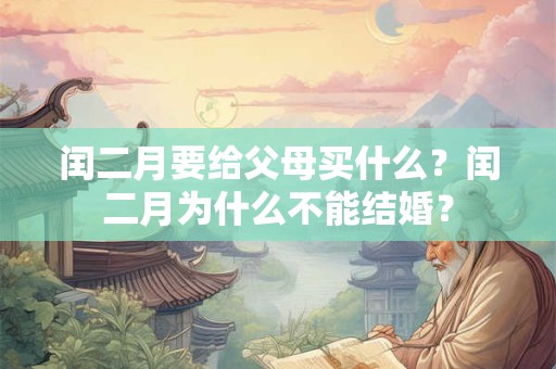 闰二月要给父母买什么？闰二月为什么不能结婚？