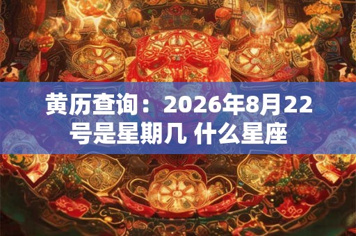 黄历查询：2026年8月22号是星期几 什么星座