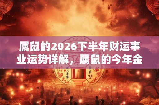 属鼠的2026下半年财运事业运势详解，属鼠的今年金钱运势好吗