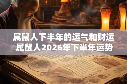 属鼠人下半年的运气和财运 属鼠人2026年下半年运势如何