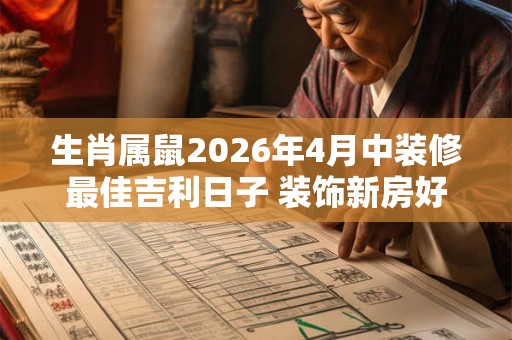 生肖属鼠2026年4月中装修最佳吉利日子 装饰新房好日子
