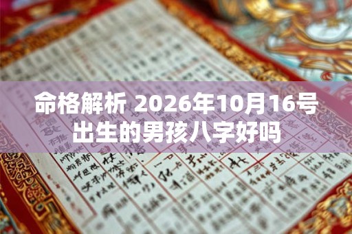 命格解析 2026年10月16号出生的男孩八字好吗