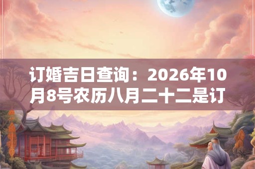 订婚吉日查询：2026年10月8号农历八月二十二是订婚好日子吗