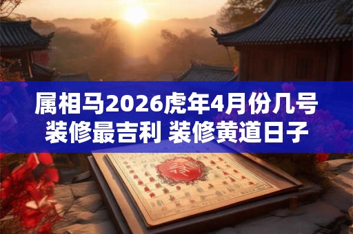 属相马2026虎年4月份几号装修最吉利 装修黄道日子