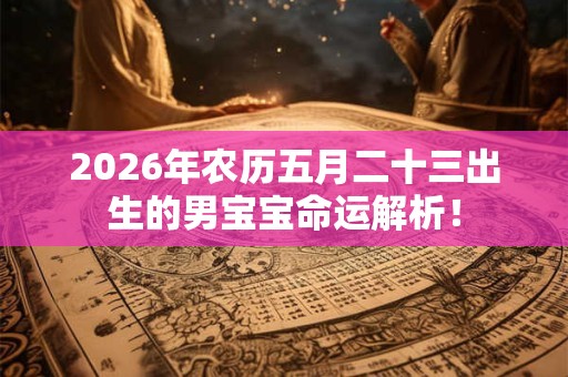 2026年农历五月二十三出生的男宝宝命运解析！