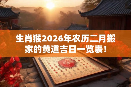 生肖猴2026年农历二月搬家的黄道吉日一览表! 生肖猴2026年农历二月搬家的黄道吉日一览表!