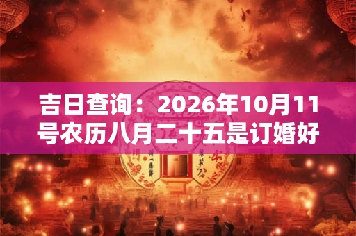 吉日查询：2026年10月11号农历八月二十五是订婚好日子吗