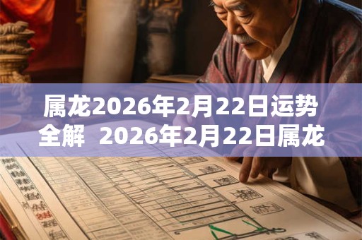 属龙2026年2月22日运势全解  2026年2月22日属龙今日运势