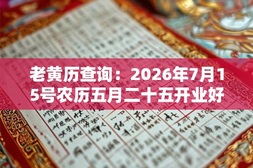 老黄历查询：2026年7月15号农历五月二十五开业好吗