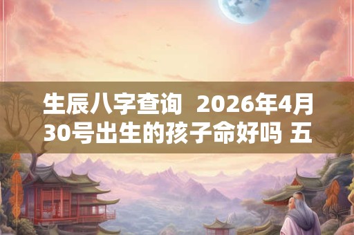 生辰八字查询  2026年4月30号出生的孩子命好吗 五行缺什么