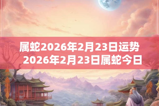 属蛇2026年2月23日运势  2026年2月23日属蛇今日运势