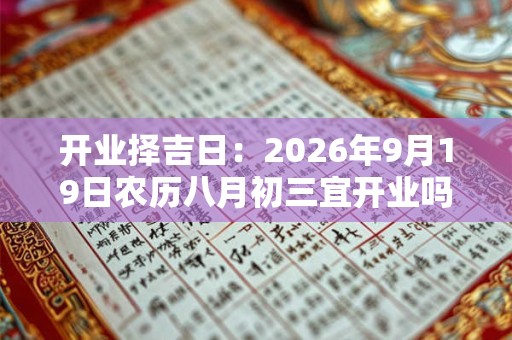 开业择吉日：2026年9月19日农历八月初三宜开业吗