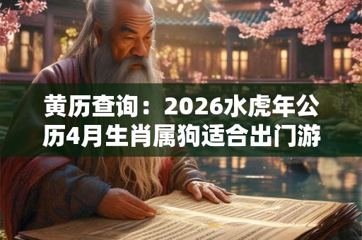 黄历查询：2026水虎年公历4月生肖属狗适合出门游玩的日子