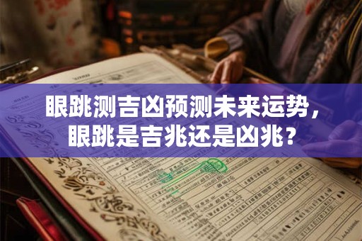 眼跳测吉凶预测未来运势，眼跳是吉兆还是凶兆？