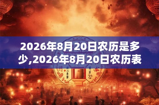 2026年8月20日农历是多少,2026年8月20日农历表