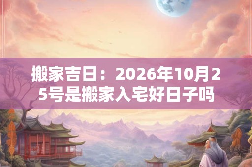 搬家吉日：2026年10月25号是搬家入宅好日子吗