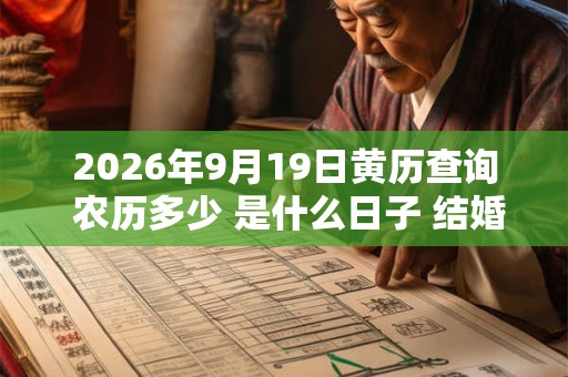 2026年9月19日黄历查询 农历多少 是什么日子 结婚吉时