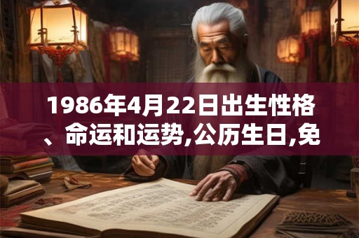 1986年4月22日出生性格、命运和运势,公历生日,免费算命