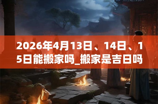 2026年4月13日、14日、15日能搬家吗_搬家是吉日吗